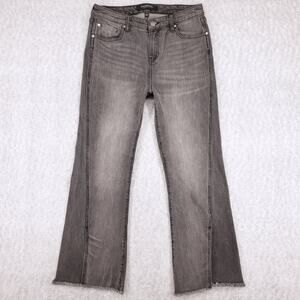 Liverpool Hannah Crop Flare Jeans Womens 6/28 Morel Slit Raw Hem Boho Chic Retro